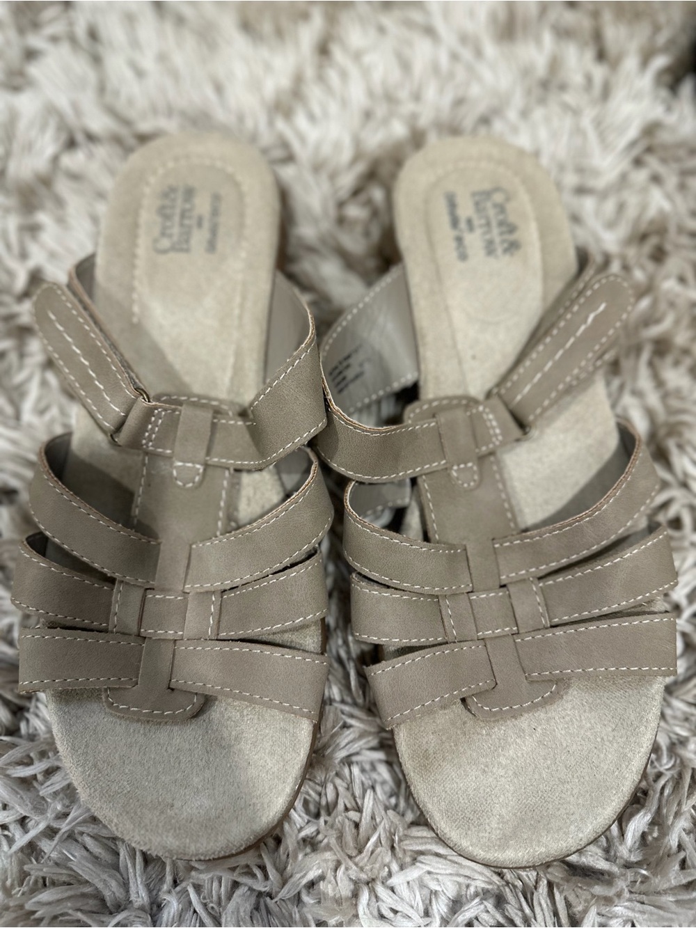 croft & barrow Women's Taupe Strappy Slide Sandals